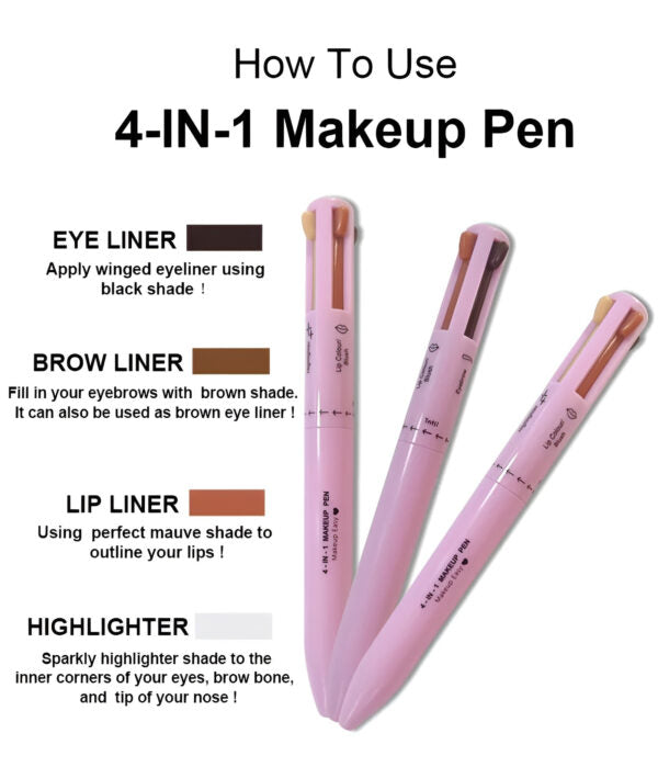 4-in-1 Makeup Pen | Waterproof Eyeliner, Brow Pencil, Highlighter & Eyeshadow