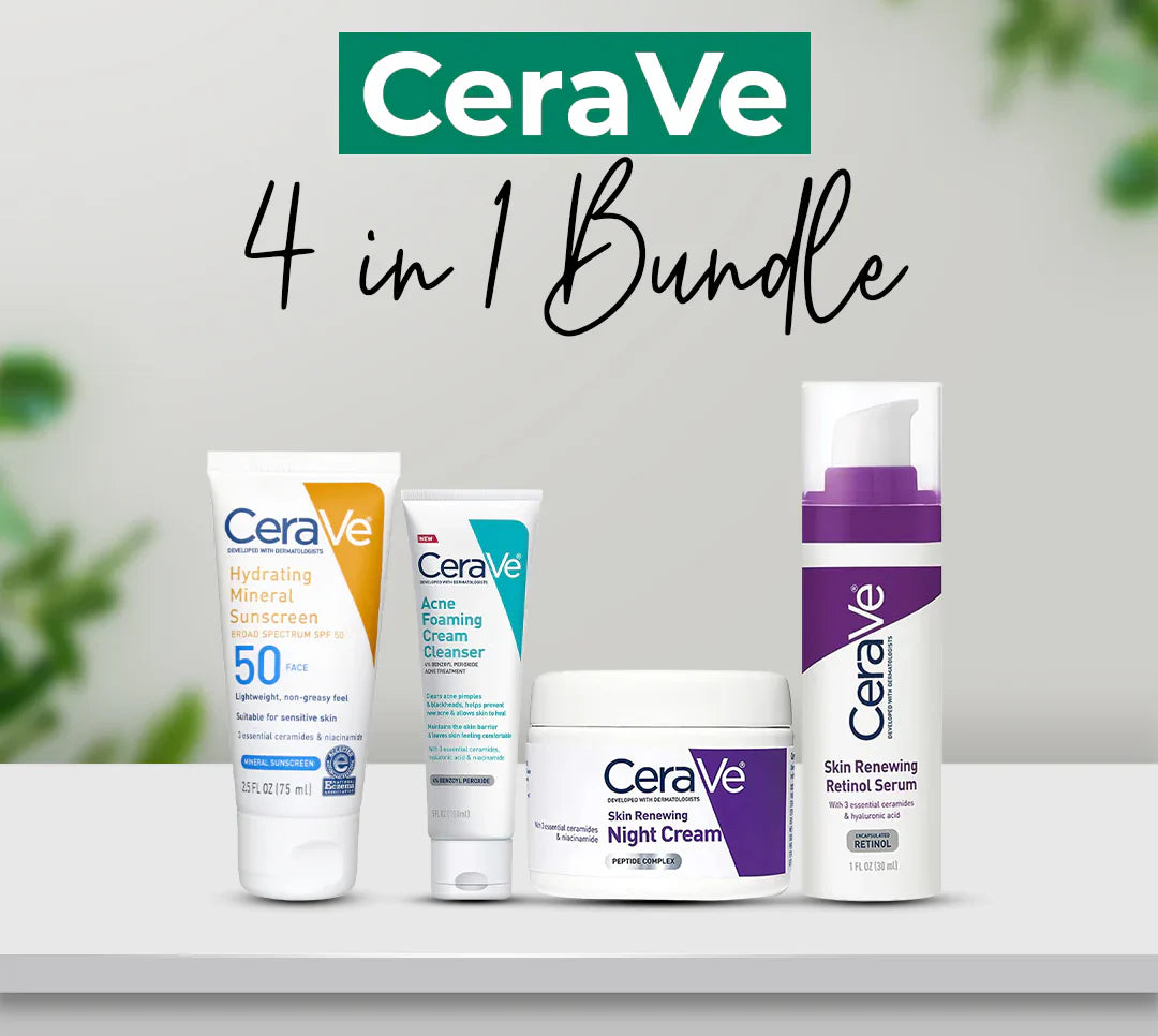 CeraVe 4-in-1 Skincare Kit | Cleanser, Serum, Sunblock & Night Cream