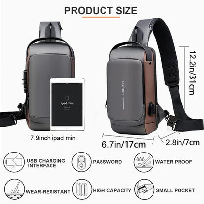 Black Anti-Theft USB Crossbody Shoulder Bag | Multifunction Travel Bag