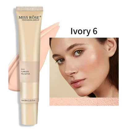 Miss Rose Silk Flawless Foundation Ivory 6 | Long-Lasting Lightweight Liquid Base with Natural Radiant Finish