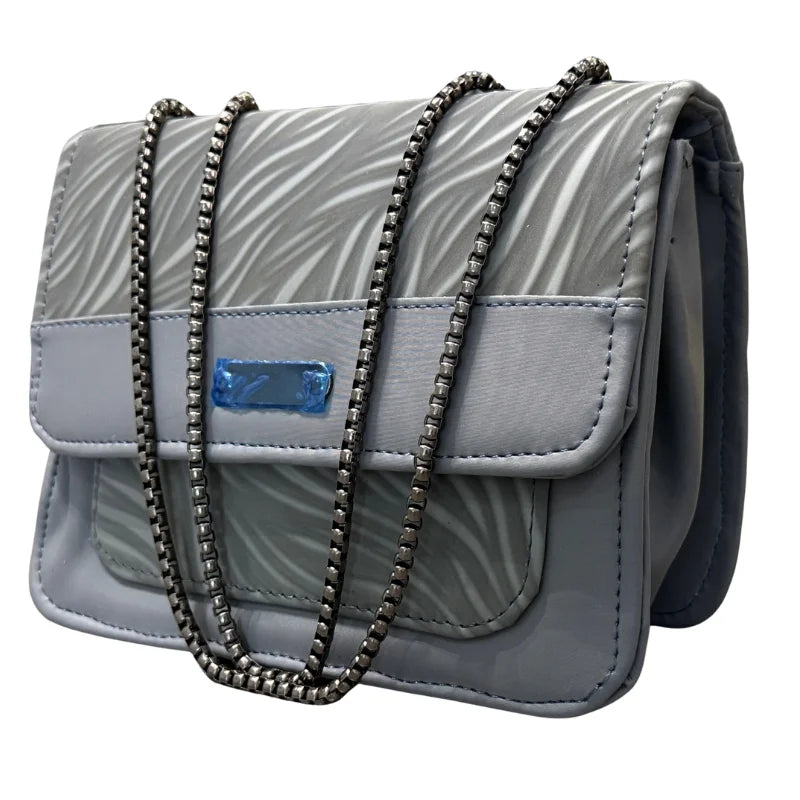 Grey Luxury Faux Leather Shoulder Bag for Women | Casual & Work Use