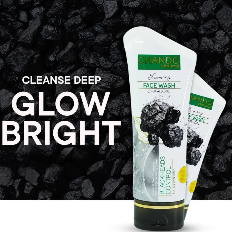 Chando Naturals Charcoal Blackheads Control Face Wash 100ml | Daily Cleanser for Oily & Combination Skin