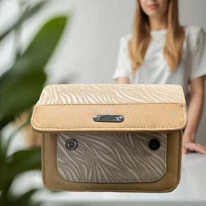 Beige Luxury Faux Leather Shoulder Bag for Women | Casual & Work