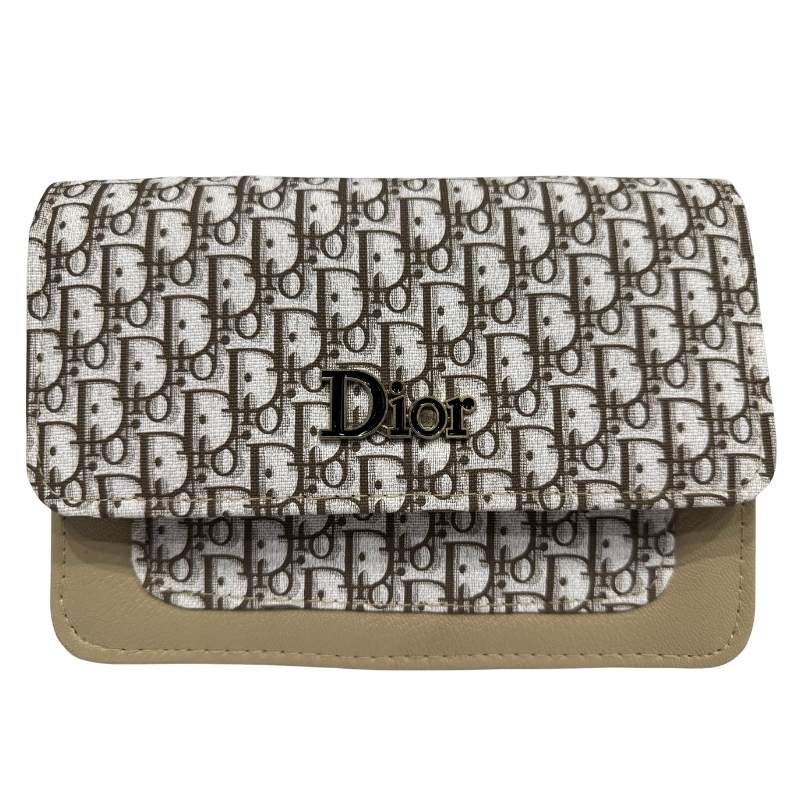 Dior Beige Oblique Canvas & Leather Flap Clutch | Designer Handbag