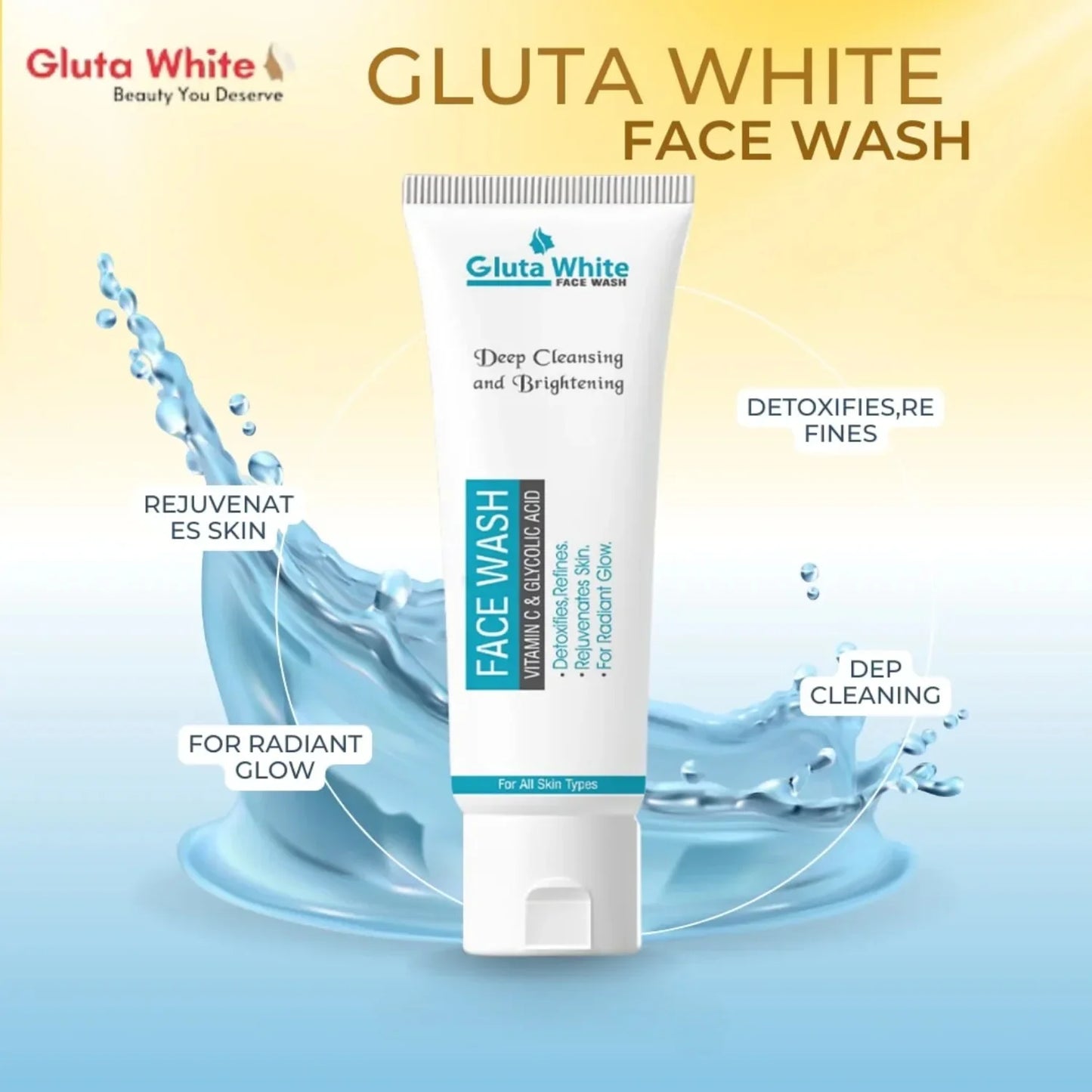 Gluta White Face Wash | Brightening Oil Control Daily Cleanser