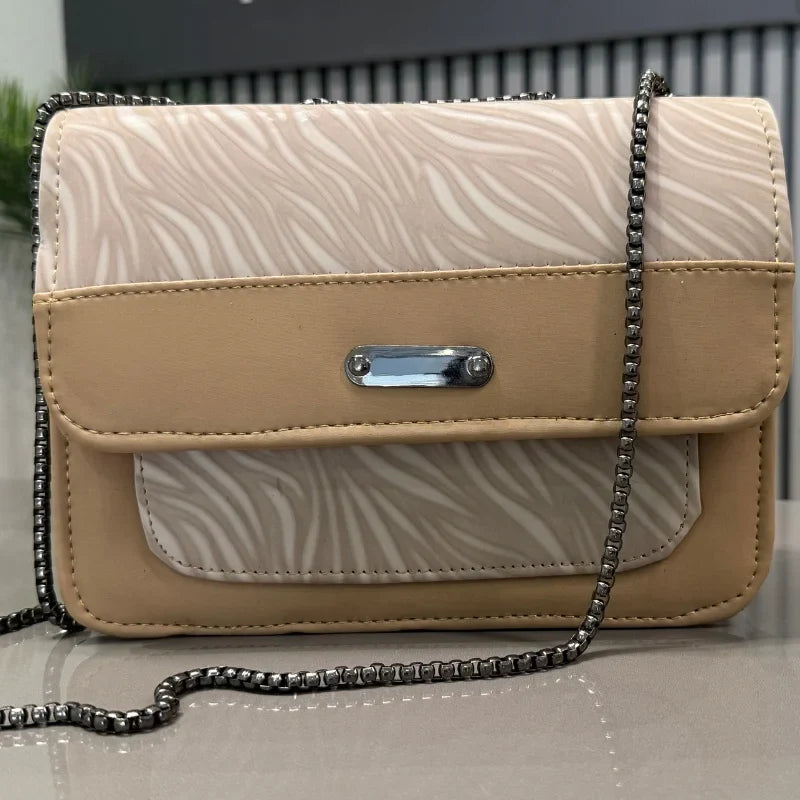 Beige Luxury Faux Leather Shoulder Bag for Women | Casual & Work