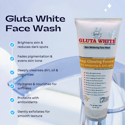 Gluta White Skin Whitening Face Wash | 7-in-1 Brightening Cleanser