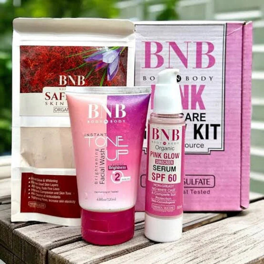 BNB Pink Face Glow Kit | 3-in-1 Wash, Mask & SPF Skincare Set