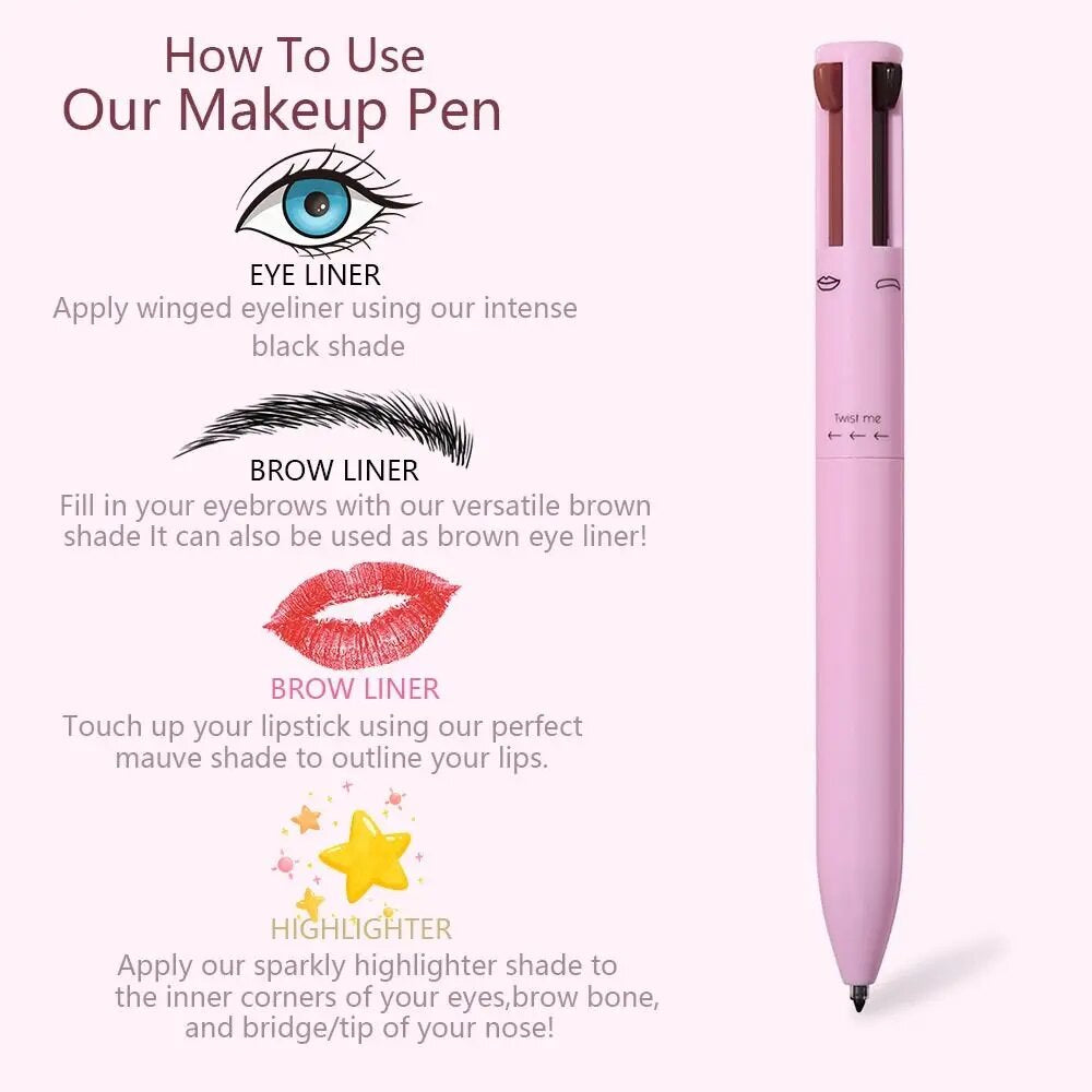 4-in-1 Makeup Pen | Waterproof Eyeliner, Brow Pencil, Highlighter & Eyeshadow