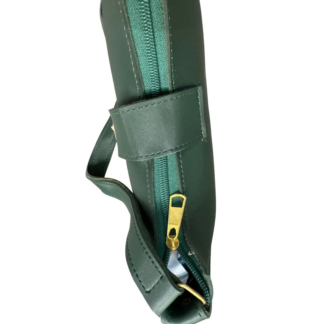 Deep Green Crescent Leather Shoulder Bag for Women | Luxury Handbag