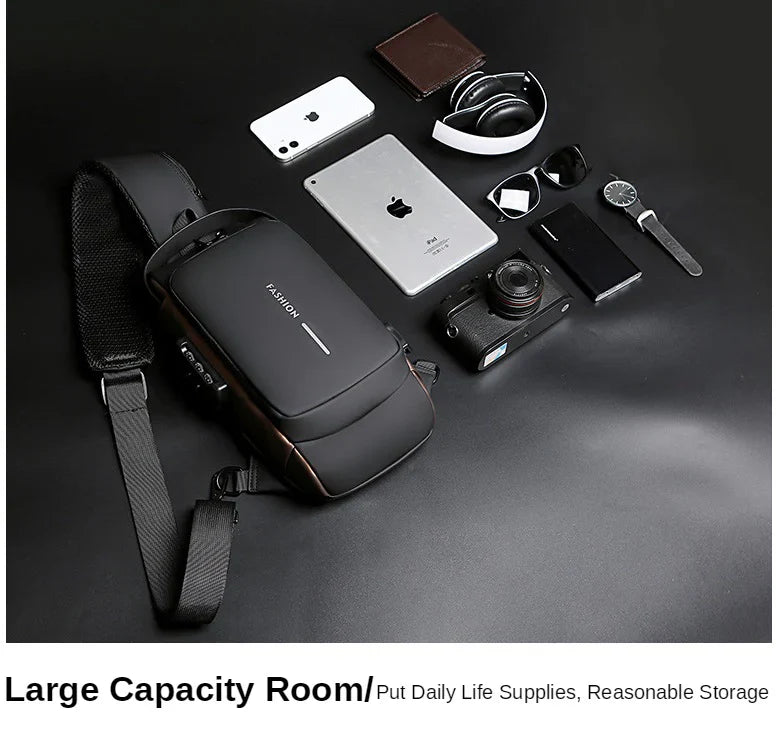 Black Anti-Theft USB Crossbody Shoulder Bag | Multifunction Travel Bag