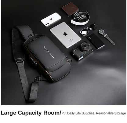 Black Anti-Theft USB Crossbody Shoulder Bag | Multifunction Travel Bag