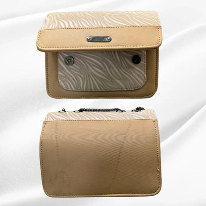 Beige Luxury Faux Leather Shoulder Bag for Women | Casual & Work