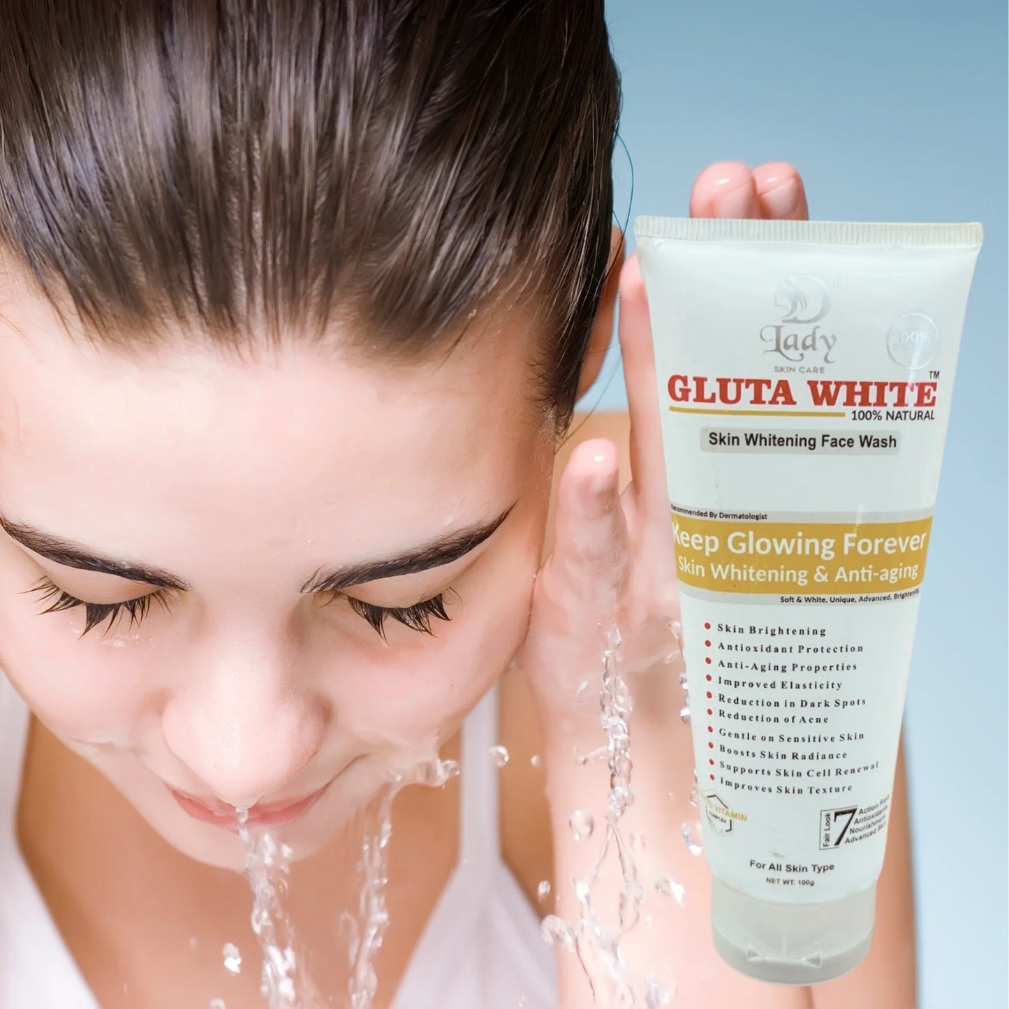 Gluta White Skin Whitening Face Wash | 7-in-1 Brightening Cleanser