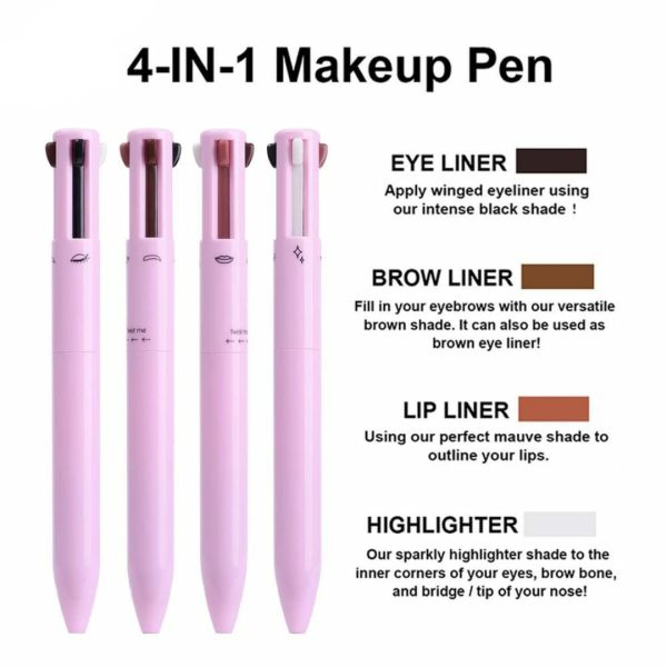 4-in-1 Makeup Pen | Waterproof Eyeliner, Brow Pencil, Highlighter & Eyeshadow