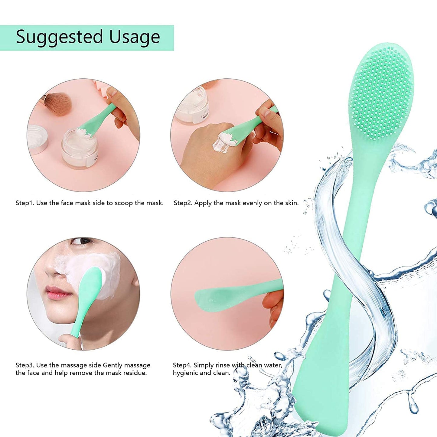 Double-Ended Silicone Face Mask & Cleansing Brush | Reusable Skincare Tool (2 Pack)