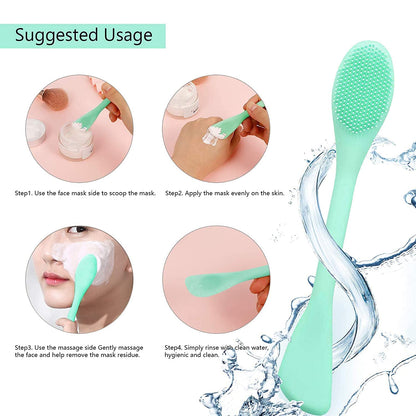 Double-Ended Silicone Face Mask & Cleansing Brush | Reusable Skincare Tool (2 Pack)