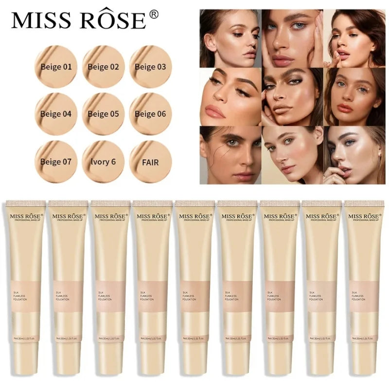 Miss Rose Silk Flawless Foundation Beige 2 | Lightweight Long-Lasting Liquid Base with Natural Radiant Finish