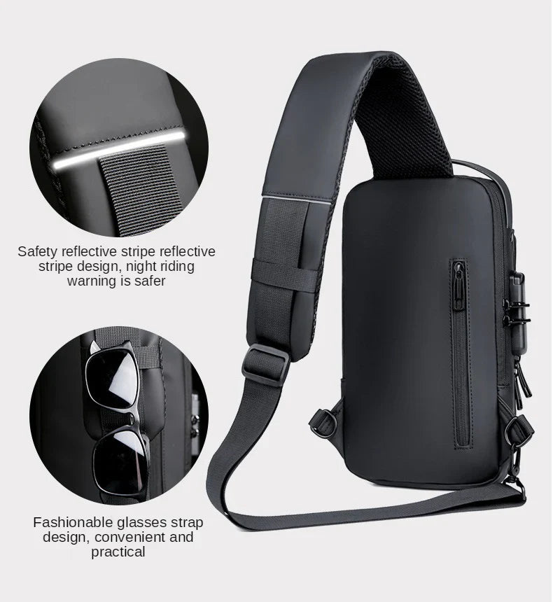 Black Anti-Theft USB Crossbody Shoulder Bag | Multifunction Travel Bag