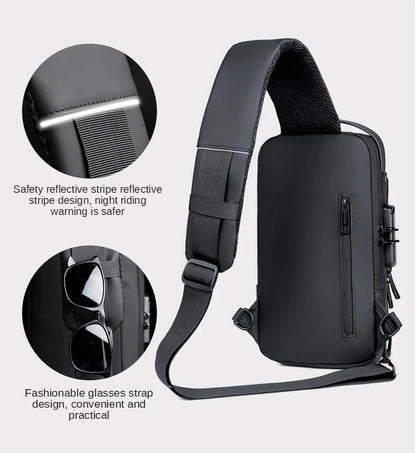 Black Anti-Theft USB Crossbody Shoulder Bag | Multifunction Travel Bag