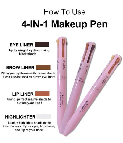 4-in-1 Makeup Pen | Waterproof Eyeliner, Brow Pencil, Highlighter & Eyeshadow