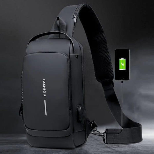 Black Anti-Theft USB Crossbody Shoulder Bag | Multifunction Travel Bag