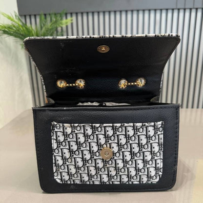 Dior Black Oblique Flap Clutch | Luxury Designer Handbag for Women