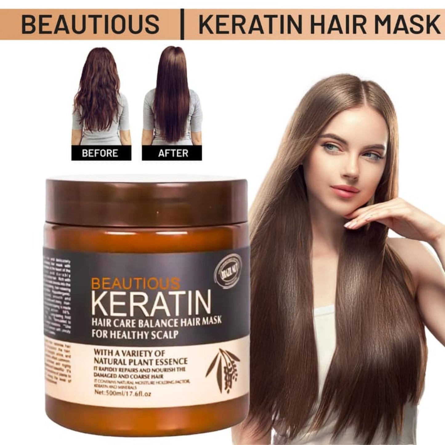 Brazil Nut Keratin Hair Mask 500ml | Nourishing & Smoothing Treatment