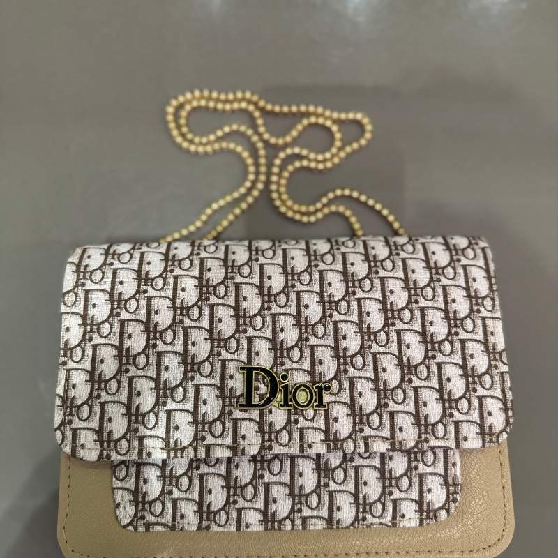 Dior Beige Oblique Canvas & Leather Flap Clutch | Designer Handbag